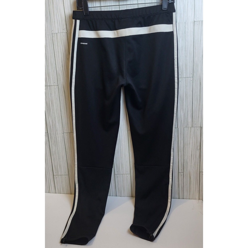Adidas Women's Sweatpants Black With 2 White Stripes Zip Up Leg To Knees Size S - Picture 3 of 12